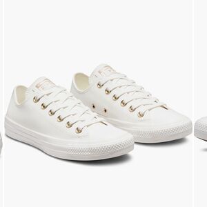 Converse All Star White Sneakers with Gold Eyelets